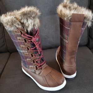 Waterproof Faux Fur Lace Up Boots